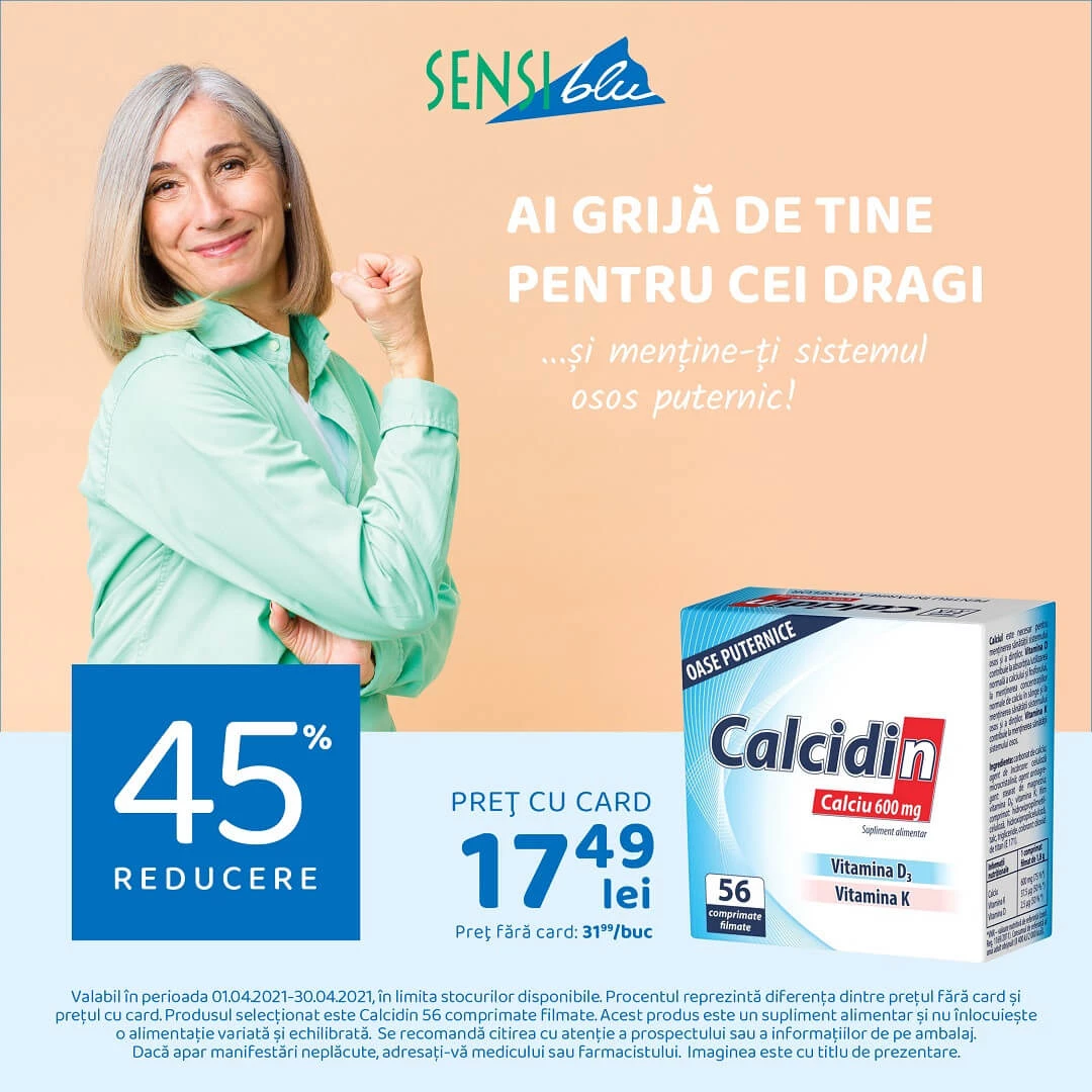 Calcidin cu 45% reducere în farmaciile Sensiblu